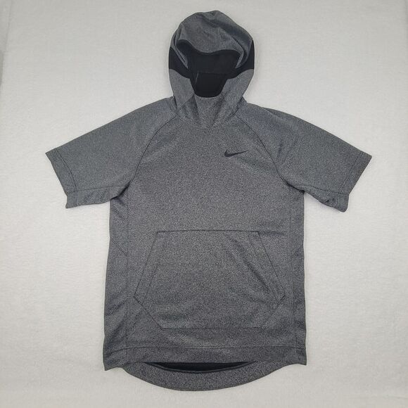 Nike Dri-FIT Spotlight‎ Short Sleeve Hoodie Mens Size Small S BV3607-032 Gray - Picture 1 of 8